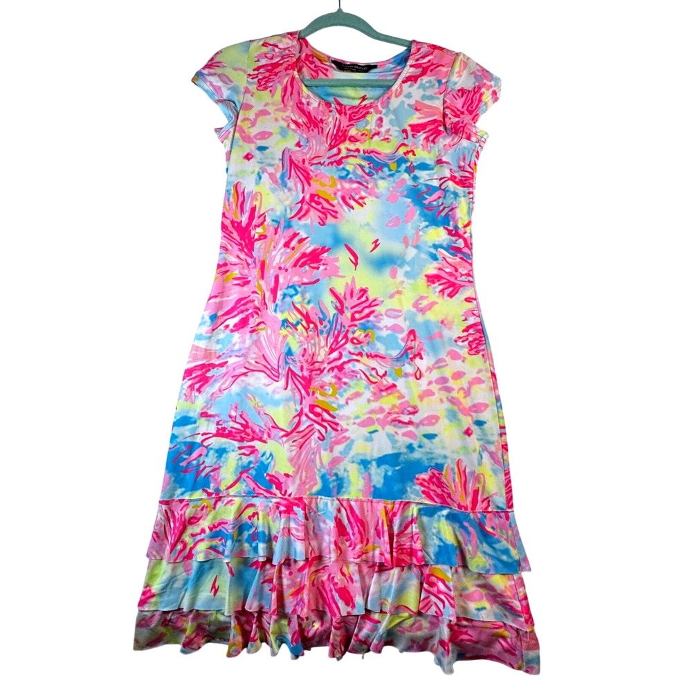 Tango Mango Dress Women TP/XS Pink Blue Yellow Coral Ruffle Sleeveless sundress
